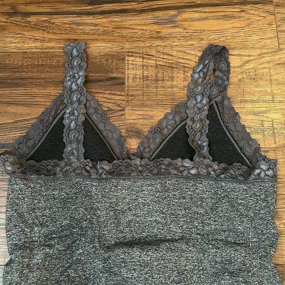 Y2K Womens Medium Lace Trim Cami Grey Coquette Fairy Bratz 2000s‎ Ruched Stretch - Picture 5 of 7